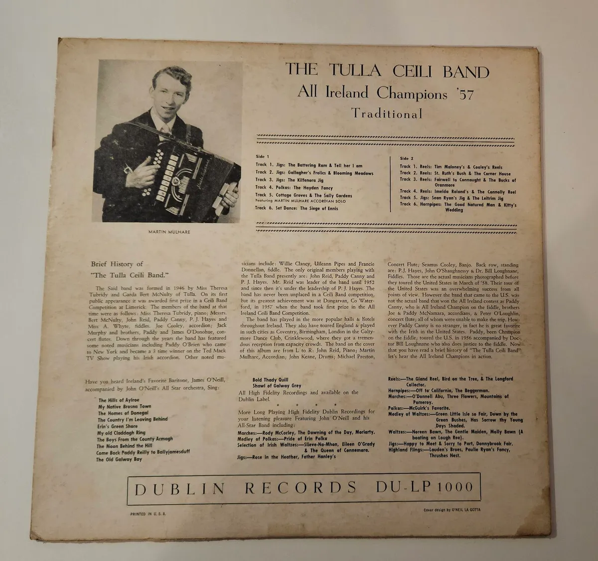 Echoes of Erin - Tulla Ceili Band Vinyl Album - Image 2