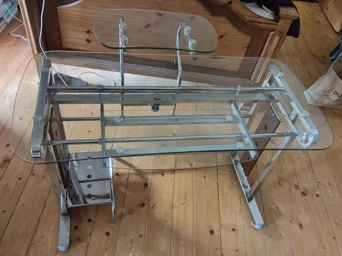 Tempered Glass Chrome Writing Desk - Image 1