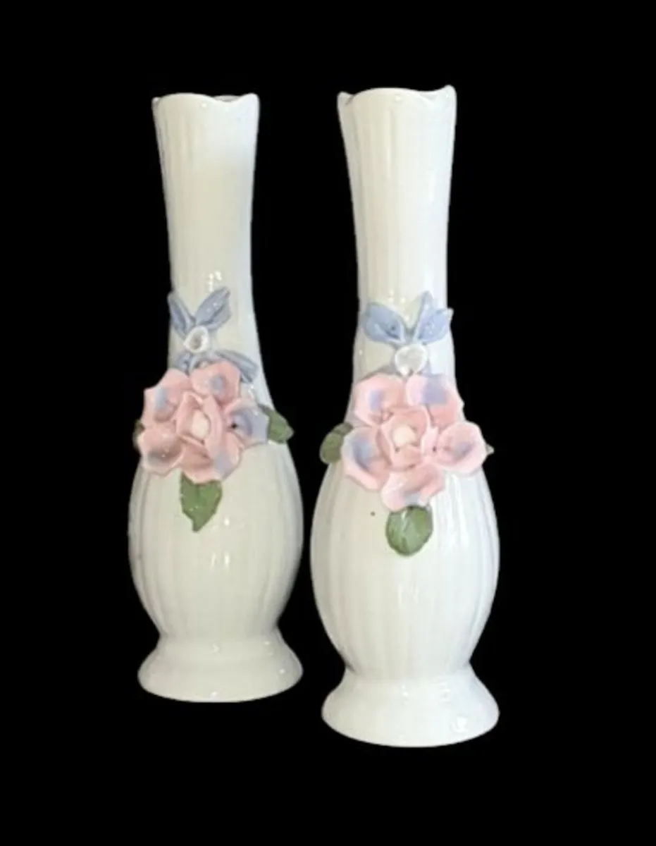 Pair of Vintage Porcelain Bud Vases-Pristine - Image 3