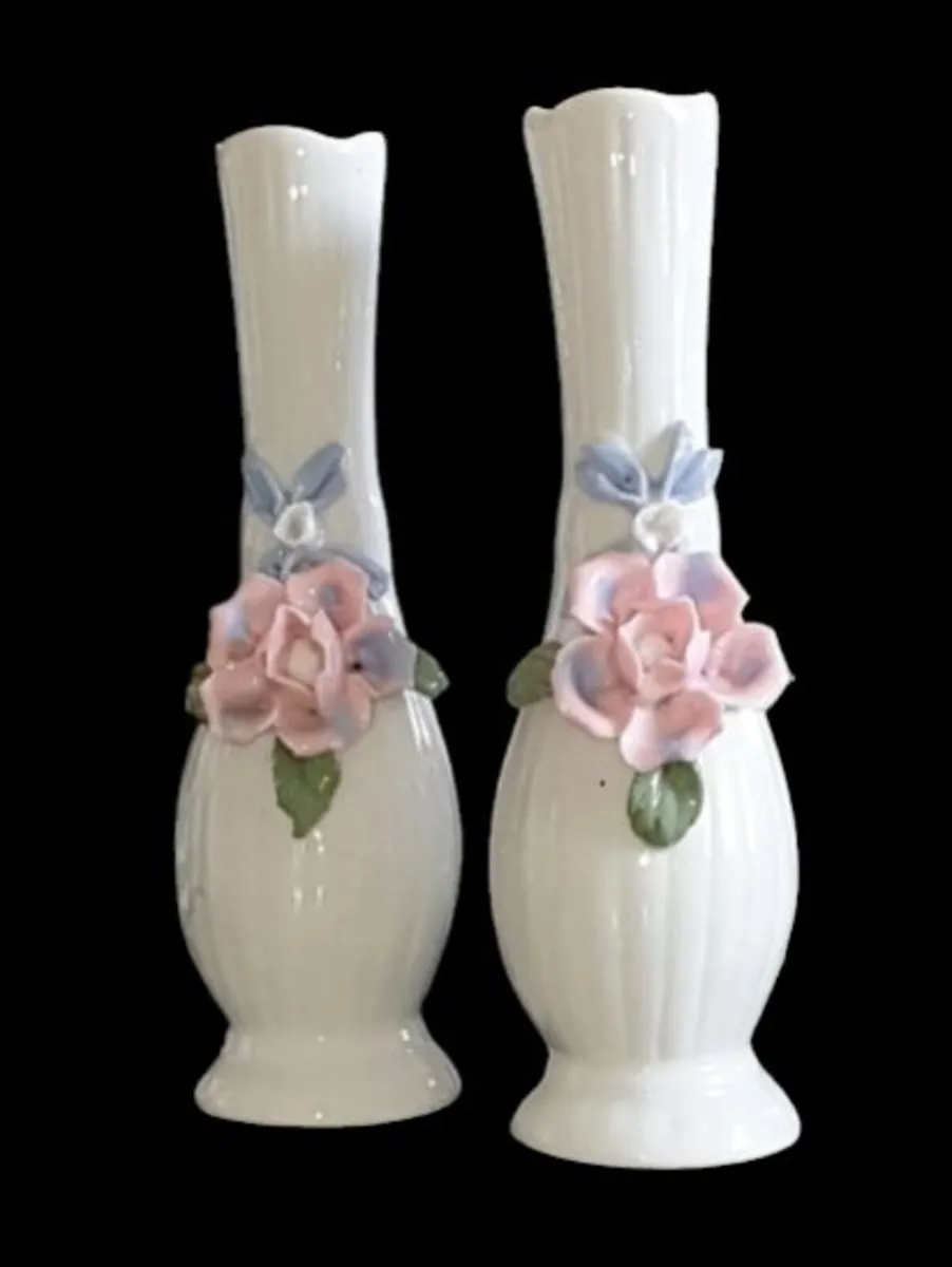 Pair of Vintage Porcelain Bud Vases-Pristine - Image 1