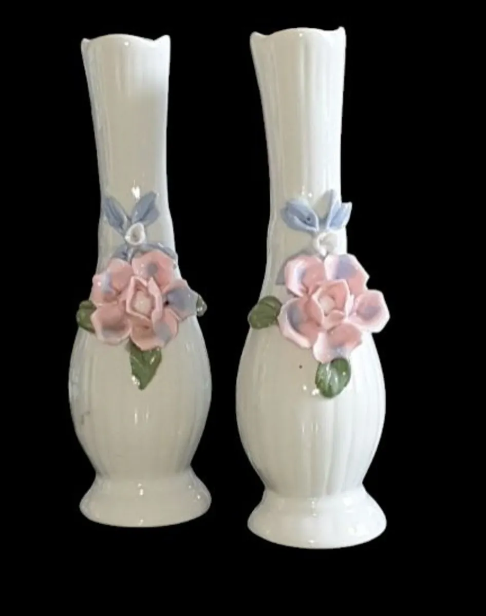 Pair of Vintage Porcelain Bud Vases-Pristine - Image 4