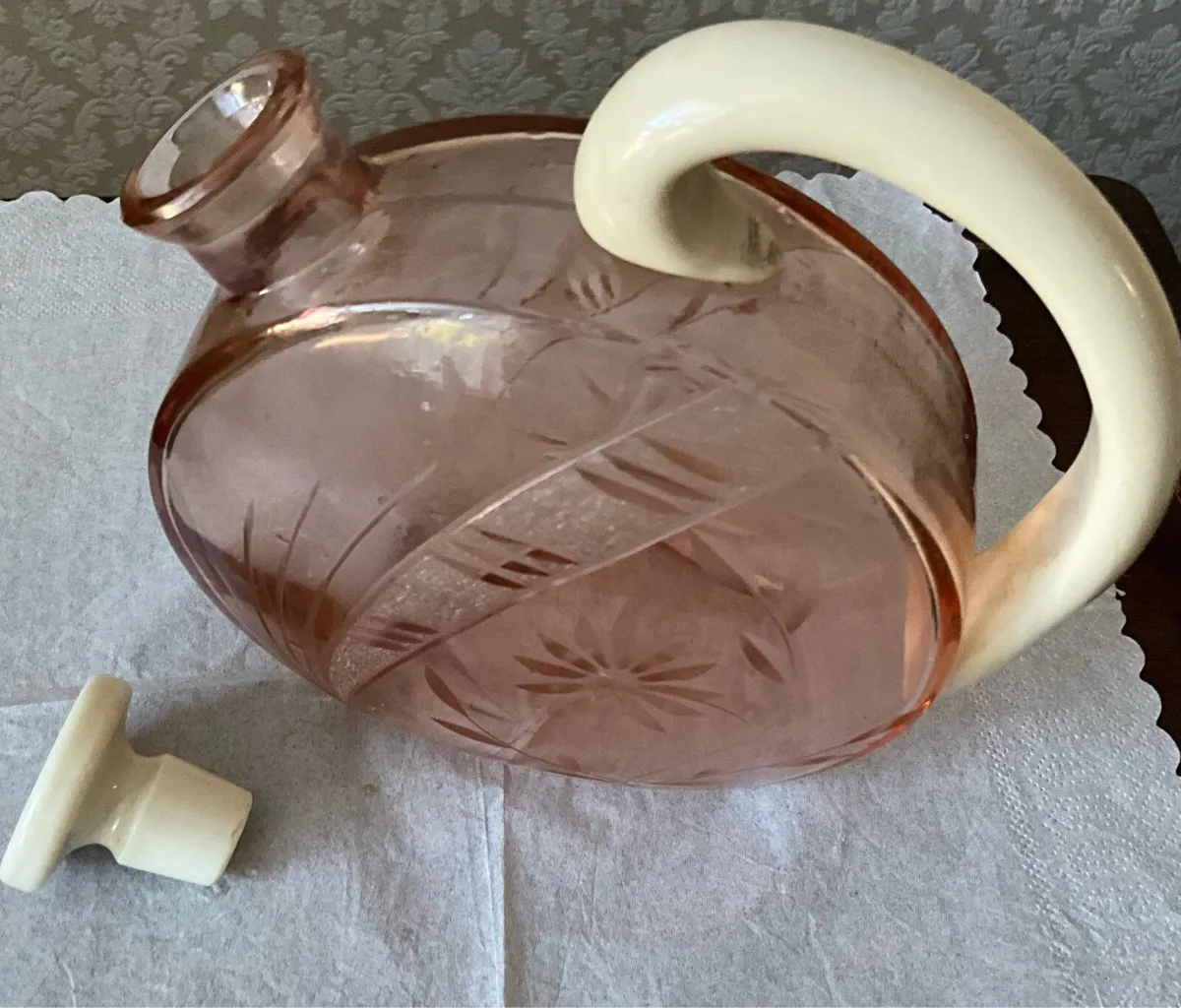 1930s Hortensja ART DECO Amber Decanter - Image 4