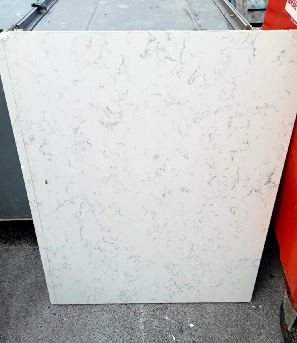 Quartz Worktop Offcut – Carrara Marble Effect - Image 1