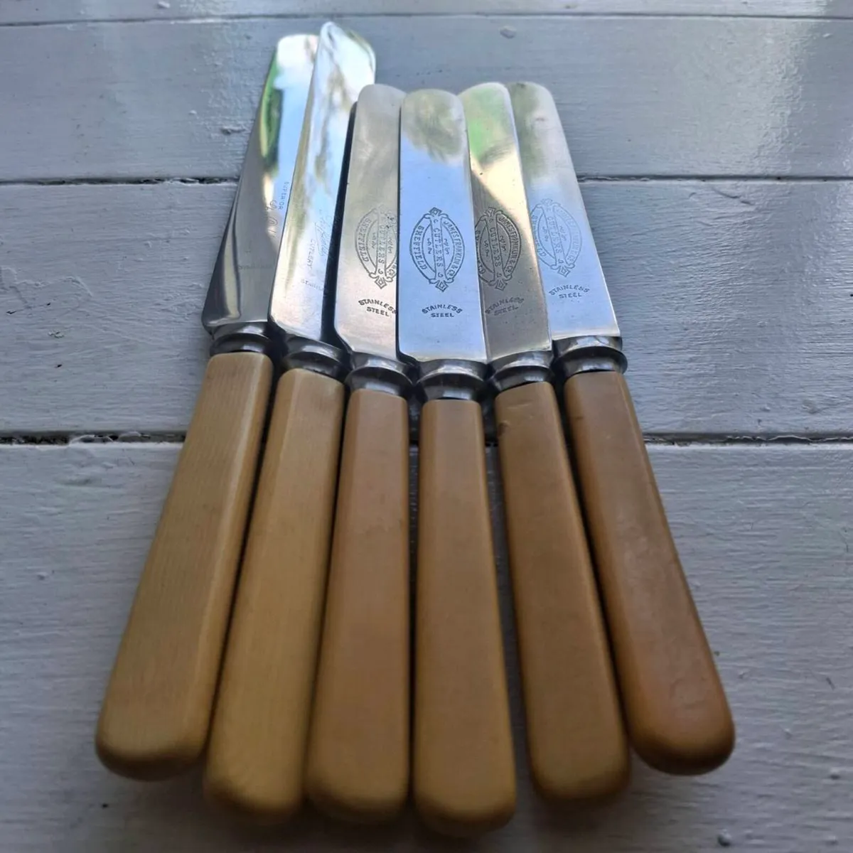 Vintage Faux Bone Handle Butter Knives - Image 2