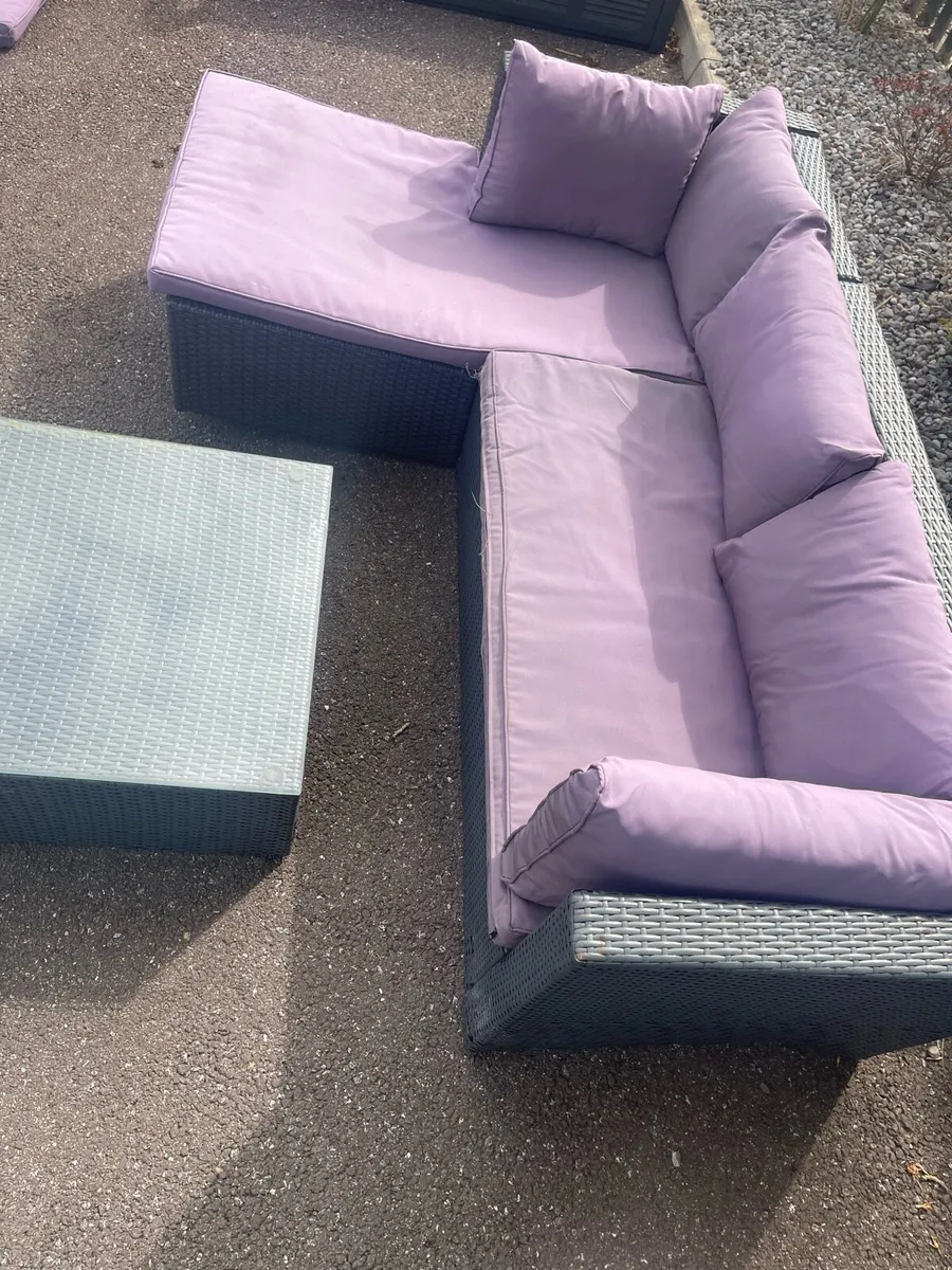 L shaped Rattan Garden Patio Seating & Table Set - Image 2