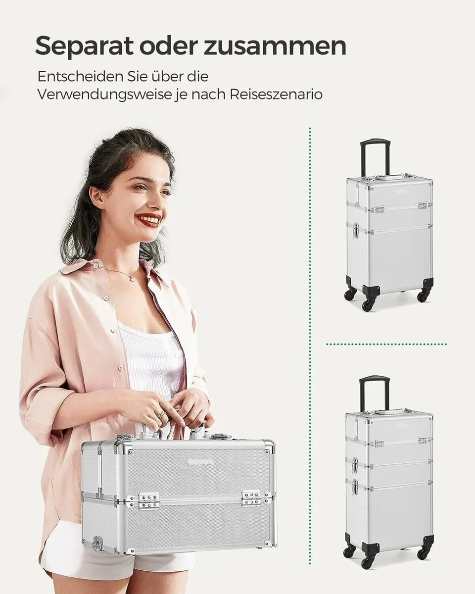 Makeup Trolley 4 in 1 Aluminum Case with Wheels - Image 4