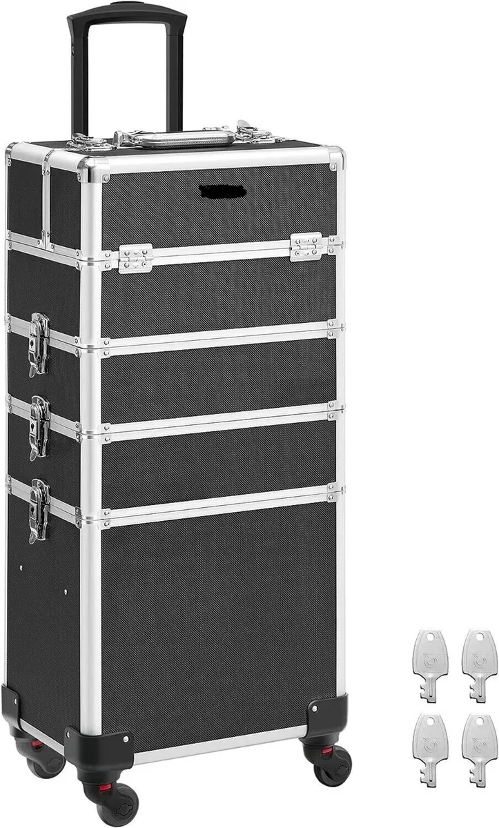 Makeup Trolley 4 in 1 Aluminum Case with Wheels - Image 3