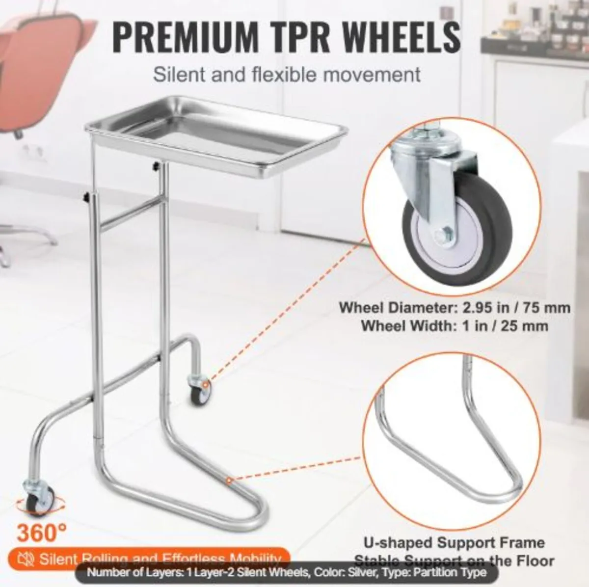 Stainless Steel Lab Carts, Lab Utility Cart - Image 3