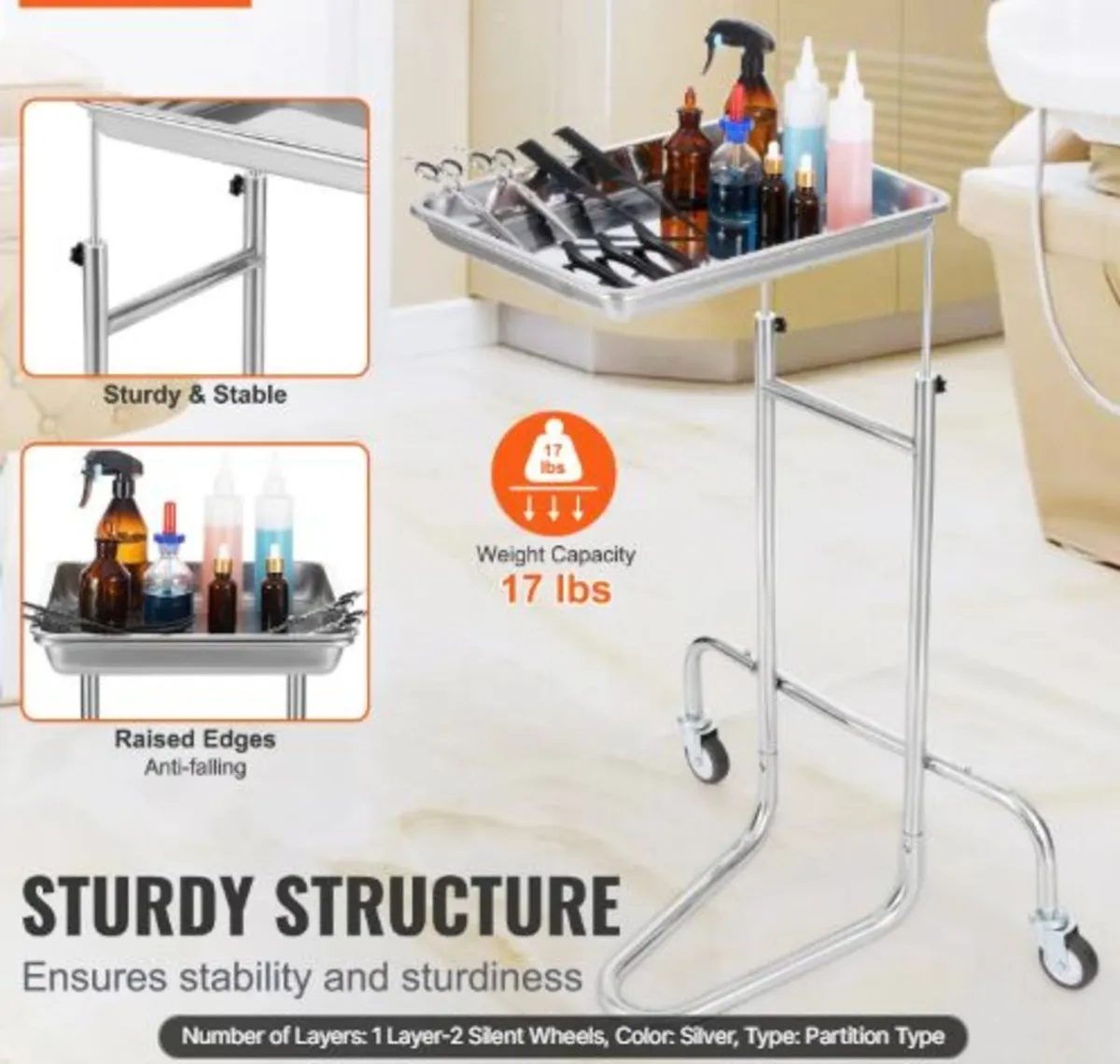Stainless Steel Lab Carts, Lab Utility Cart - Image 4