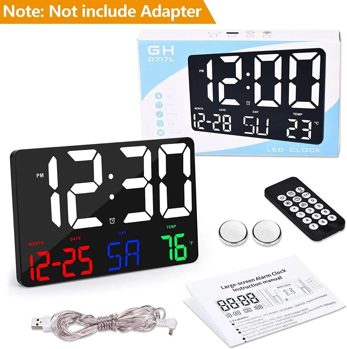 Digital Clock Large LED Calendar Alarm Clock - Image 3