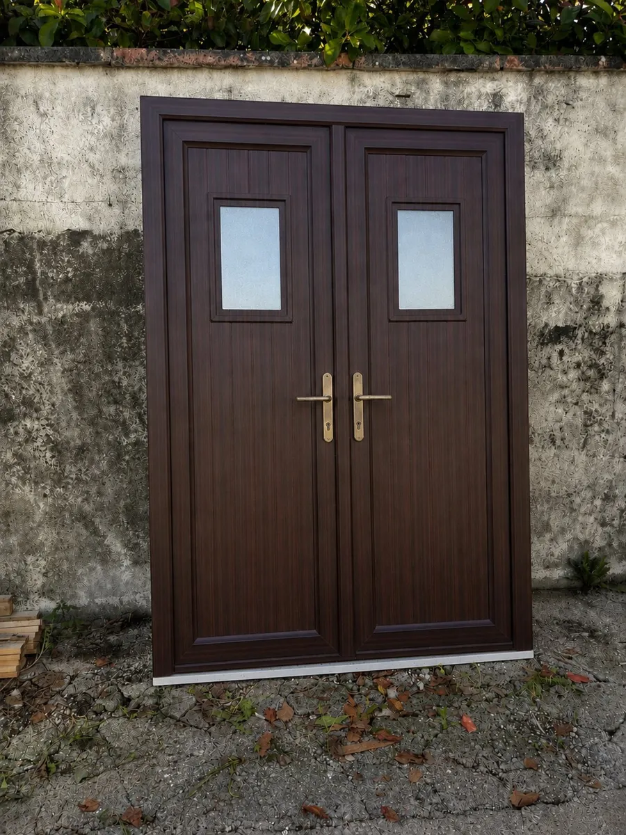 UPVC Brown French Patio Double Doors - Image 1
