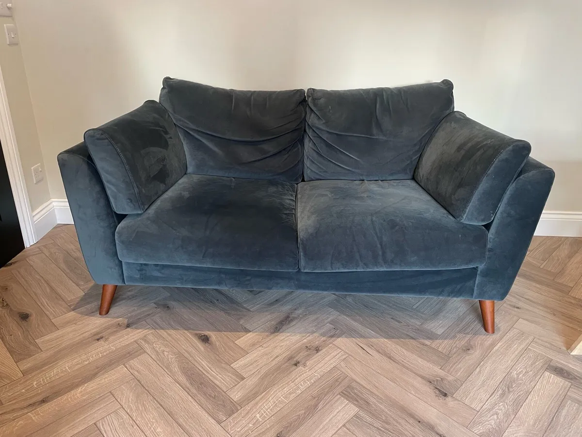 EZ Living 2 Seater Sofa Navy Velvet - Image 1