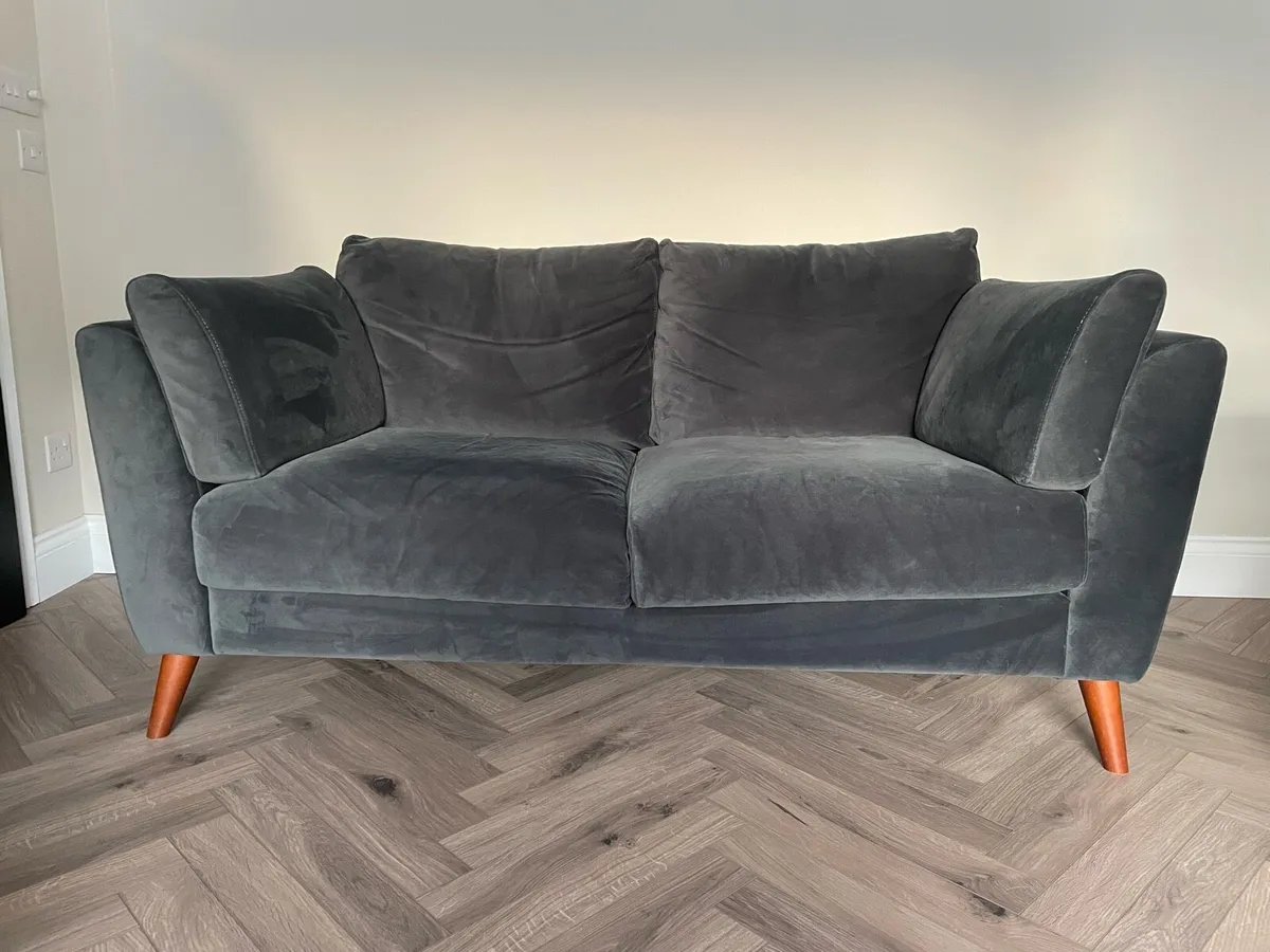 EZ Living 2 Seater Sofa Navy Velvet - Image 3