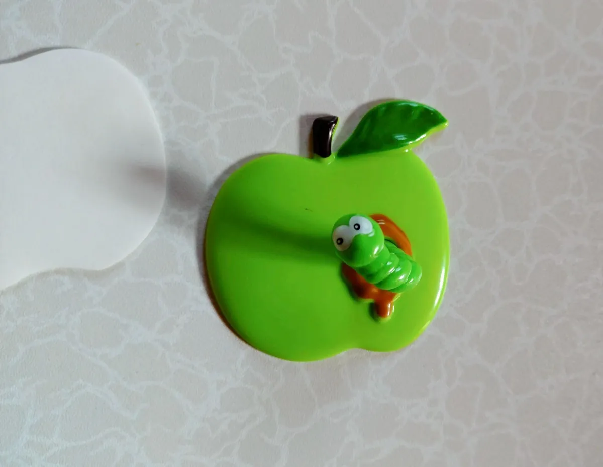 Wall Hook, Plastic Apple, Worm (new). - Image 2