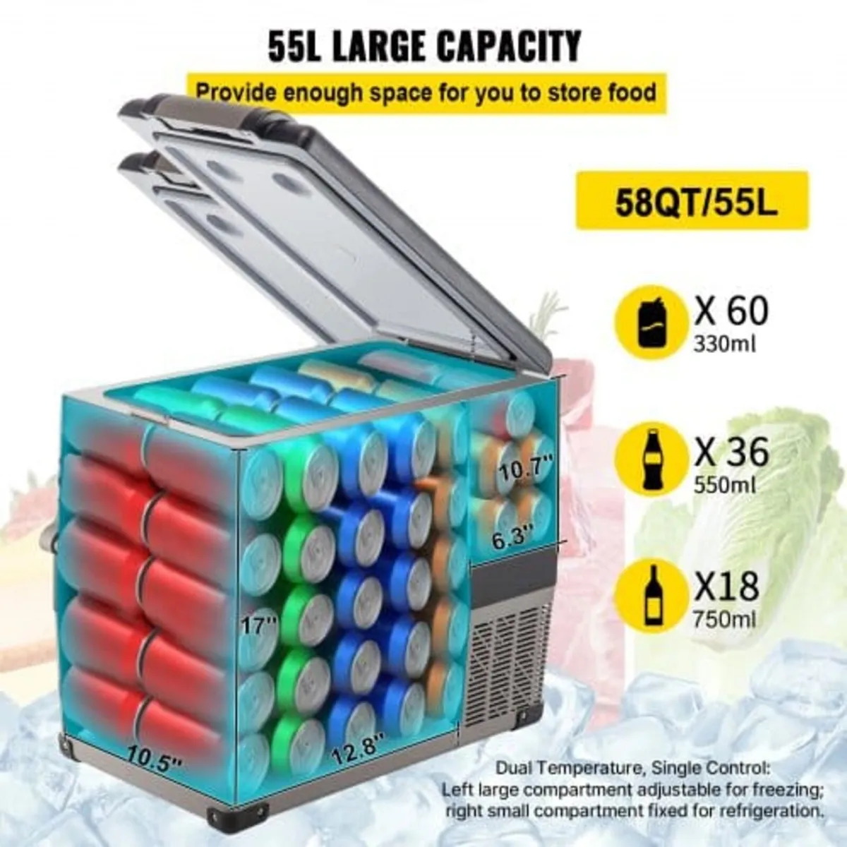 Portable Cool Box 55L Car Fridge 220 V Mini Fridge - Image 2