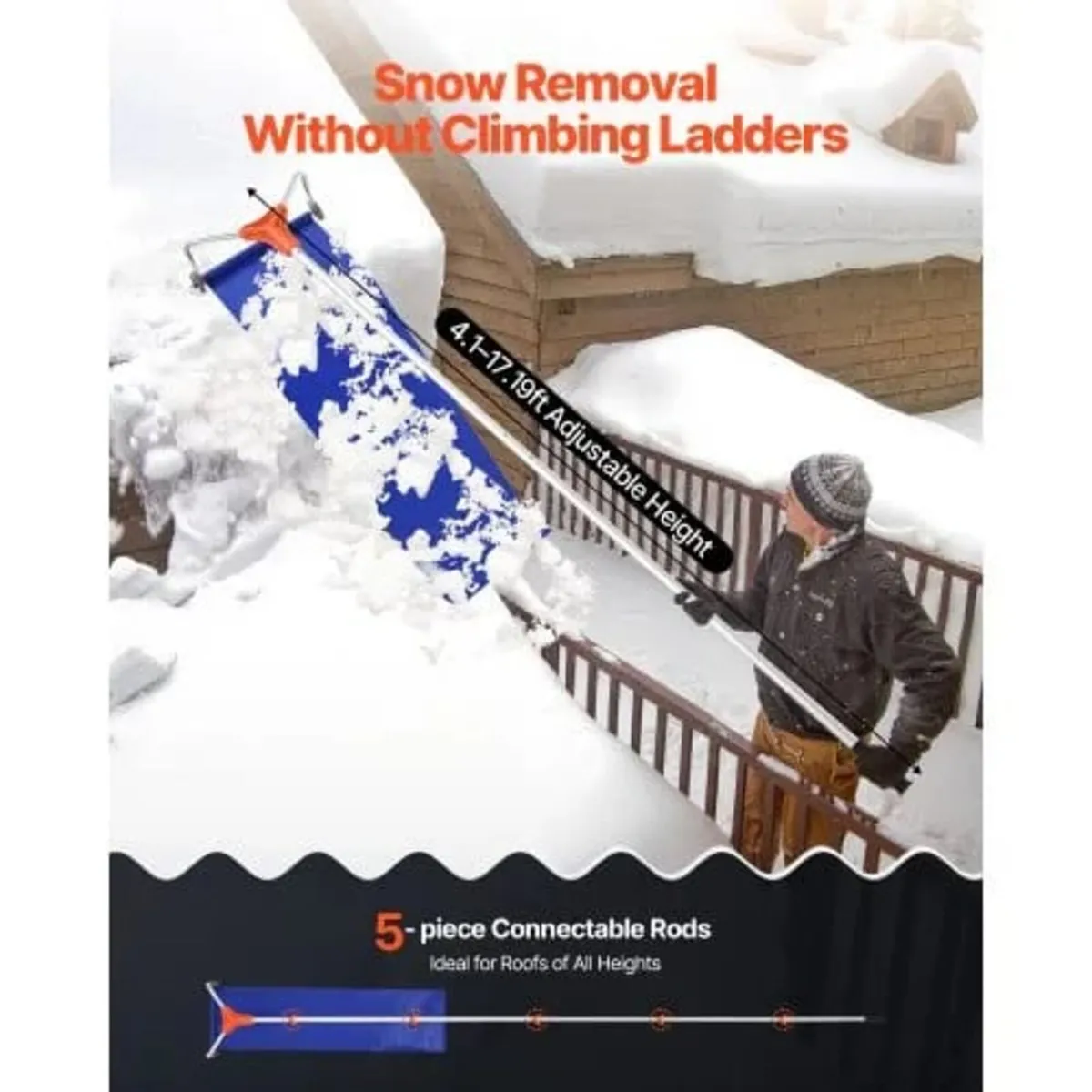 Snow Roof Rake, 27cm Aluminum Blade, 1.25-5.24 m A - Image 3