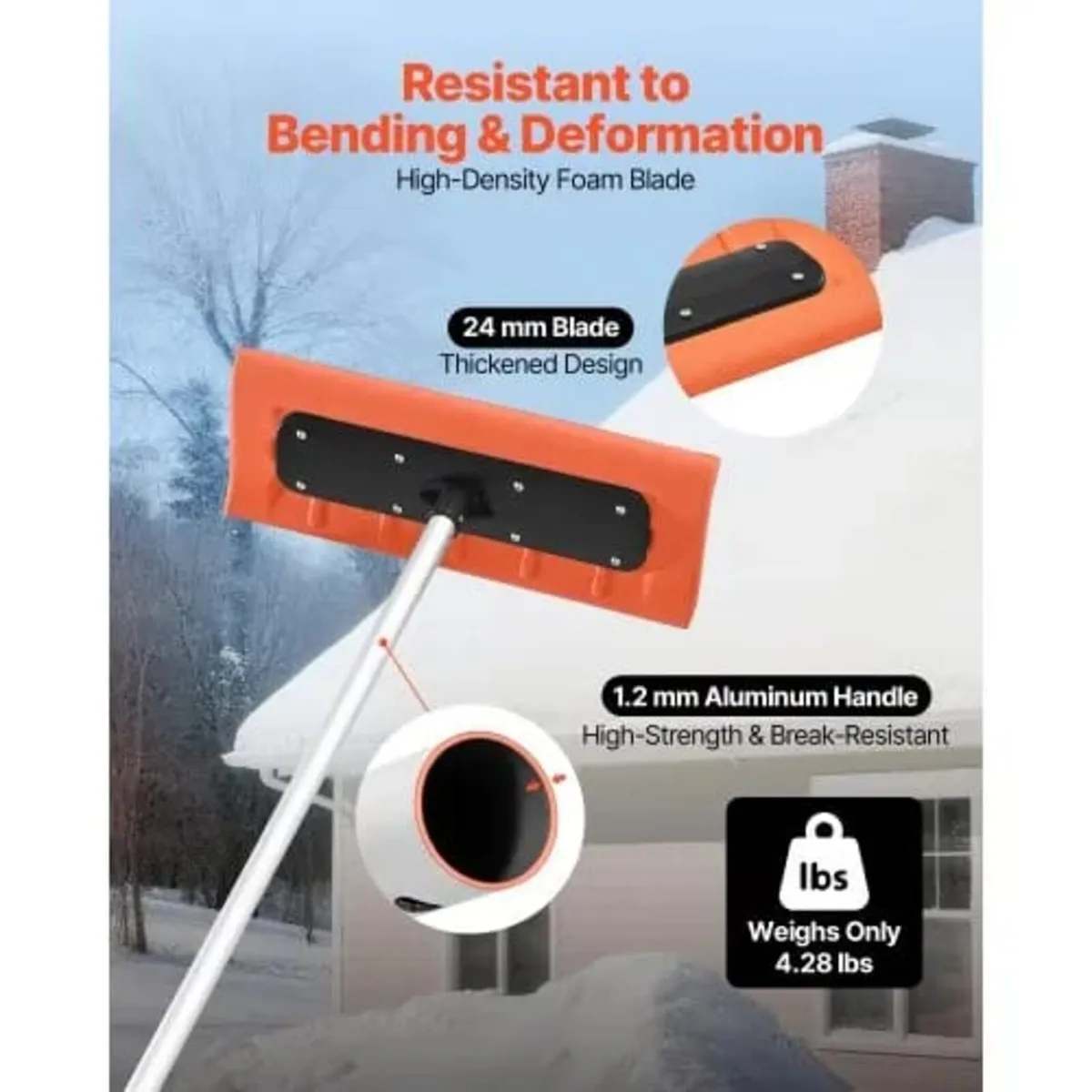 Snow Roof Rake, 45cm Foam Blade, 2.25-5.62 m Adjus - Image 3
