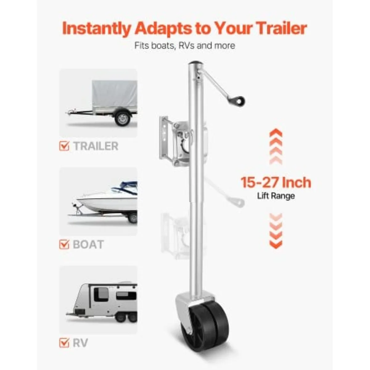 Trailer Jack with Wheel, 907 kg Load Capacity, Hea - Image 4