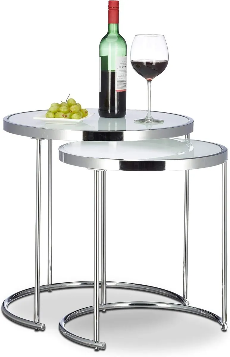 Nesting Tables Round Chrome Frame Modern Design - Image 1