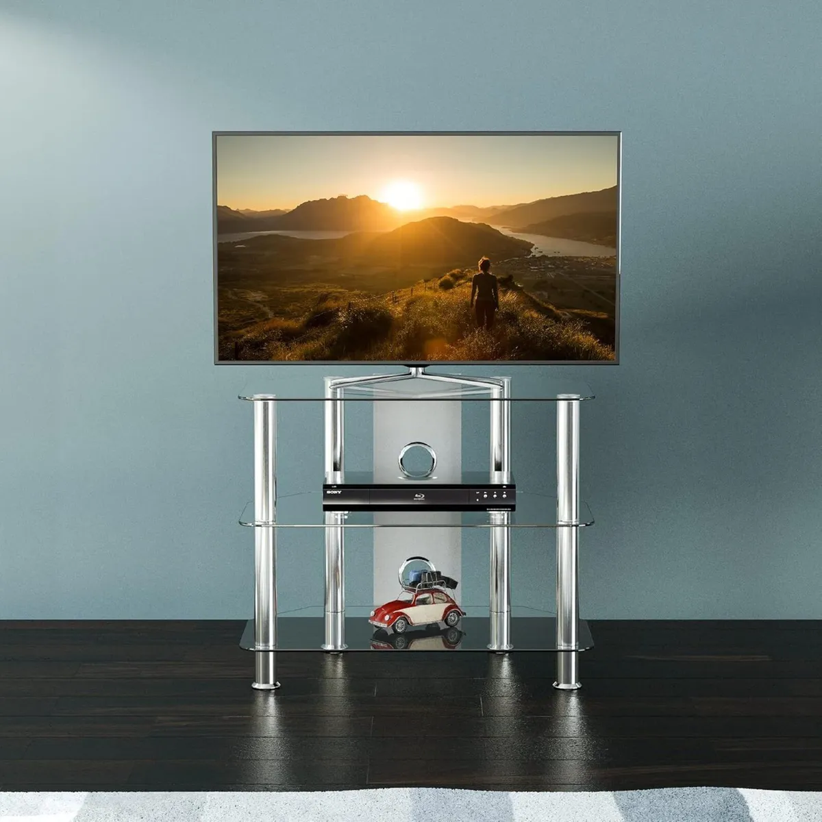 Glass Corner TV Stand Universal Clear Unit 60CM - Image 3