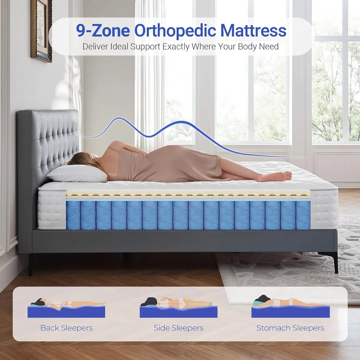 Mattress 10" Memory Foam Pocket Sprung 9-Zone - Image 4