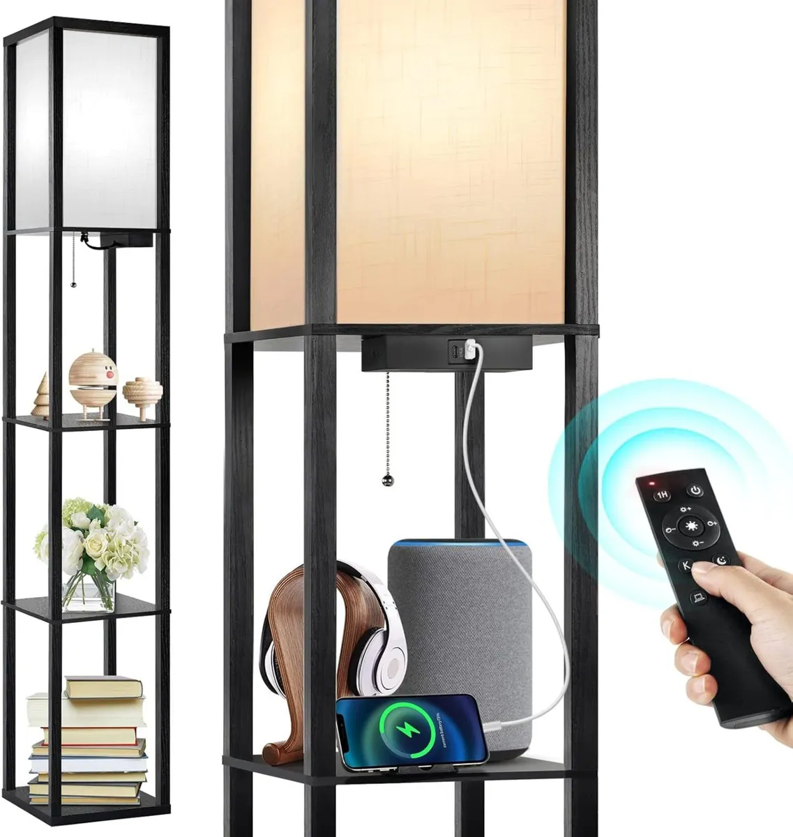 Floor Lamp Shelf with Remote Control Dimmable 4 - Image 1