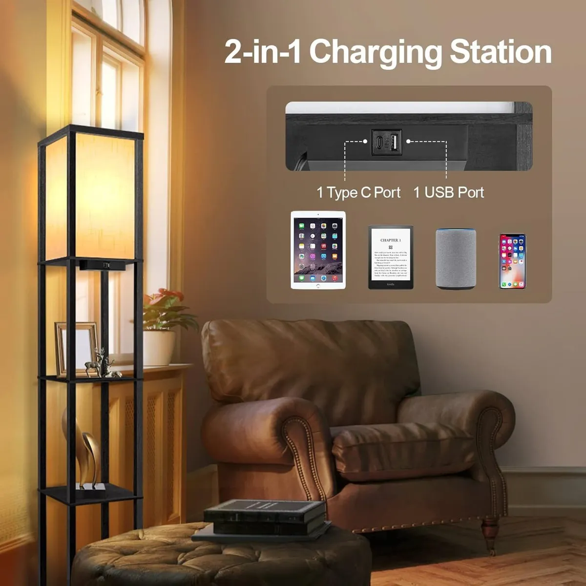 Floor Lamp Shelf with Remote Control Dimmable 4 - Image 4