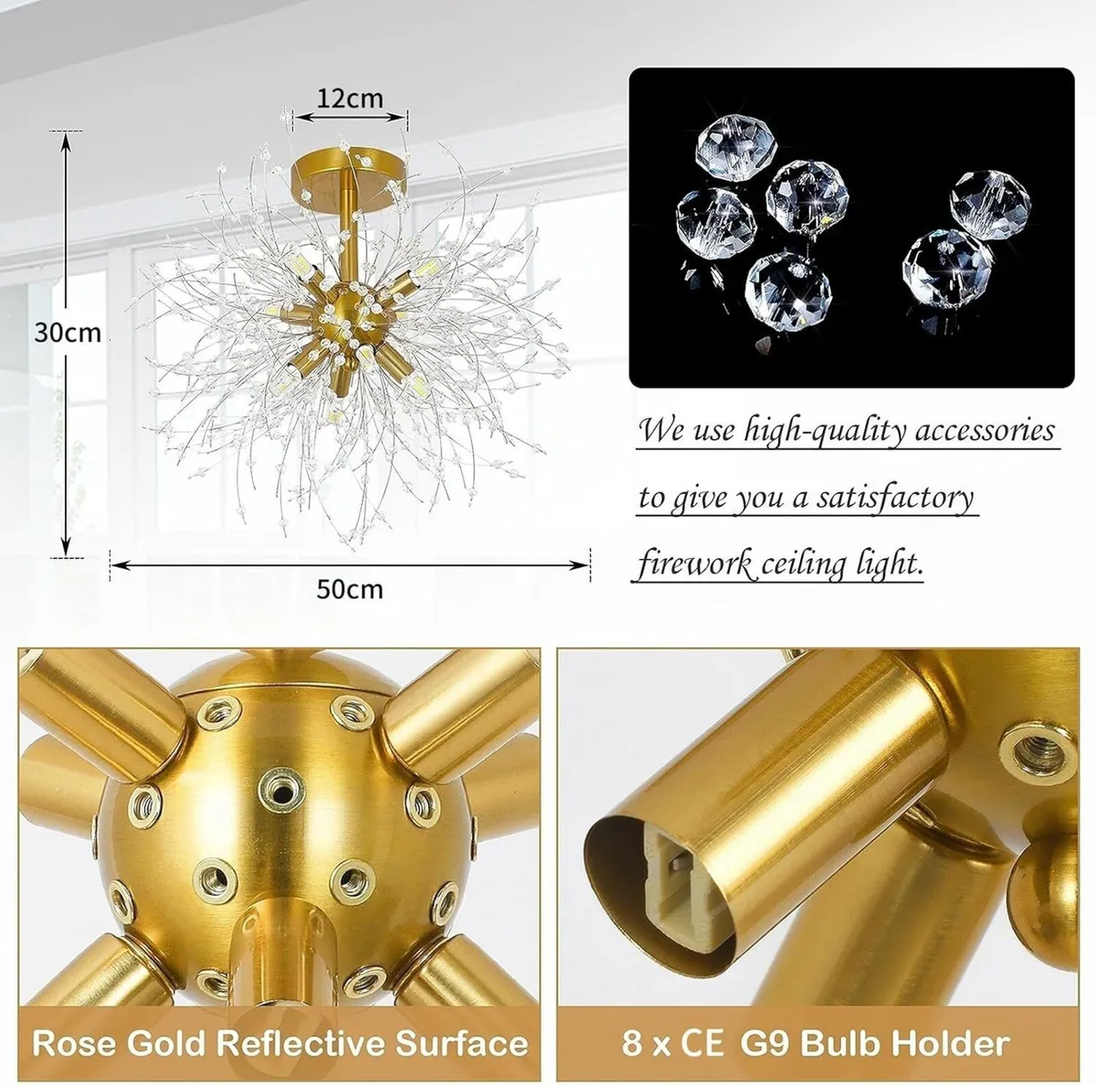 Modern Crystal Chandeliers Ceiling Light Firework - Image 3