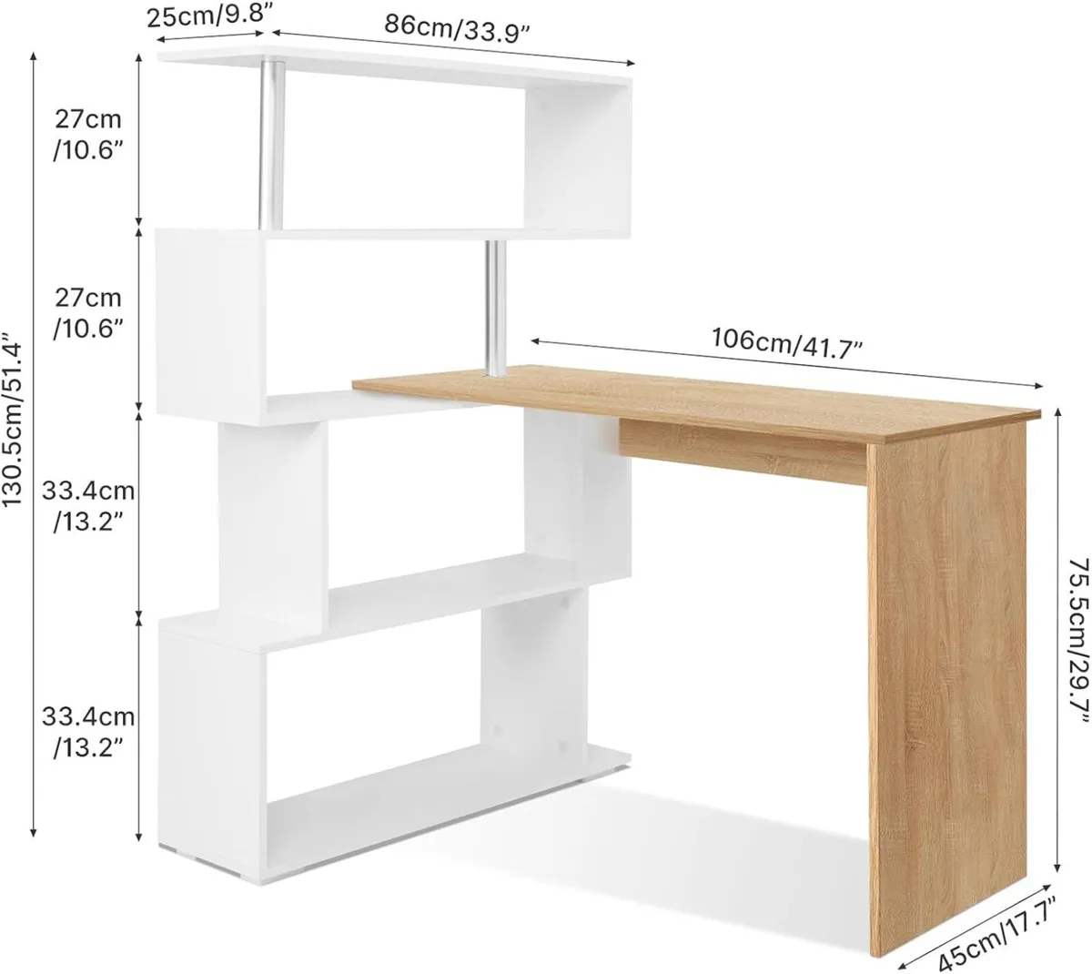 Corner Desk L Shaped with Rotatable Storage - Image 3