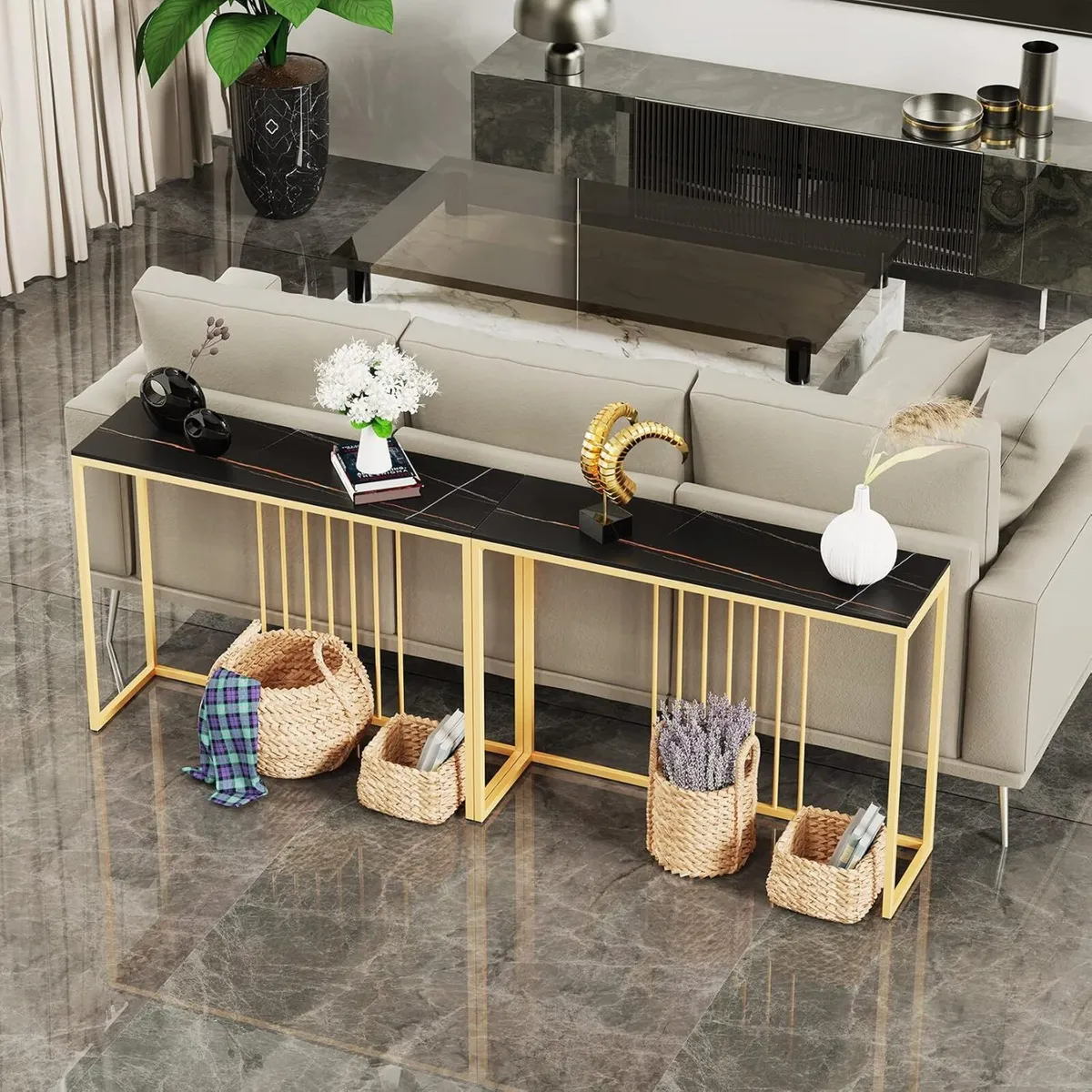 100CM Long Hallway Console Table Sintered Stone - Image 4