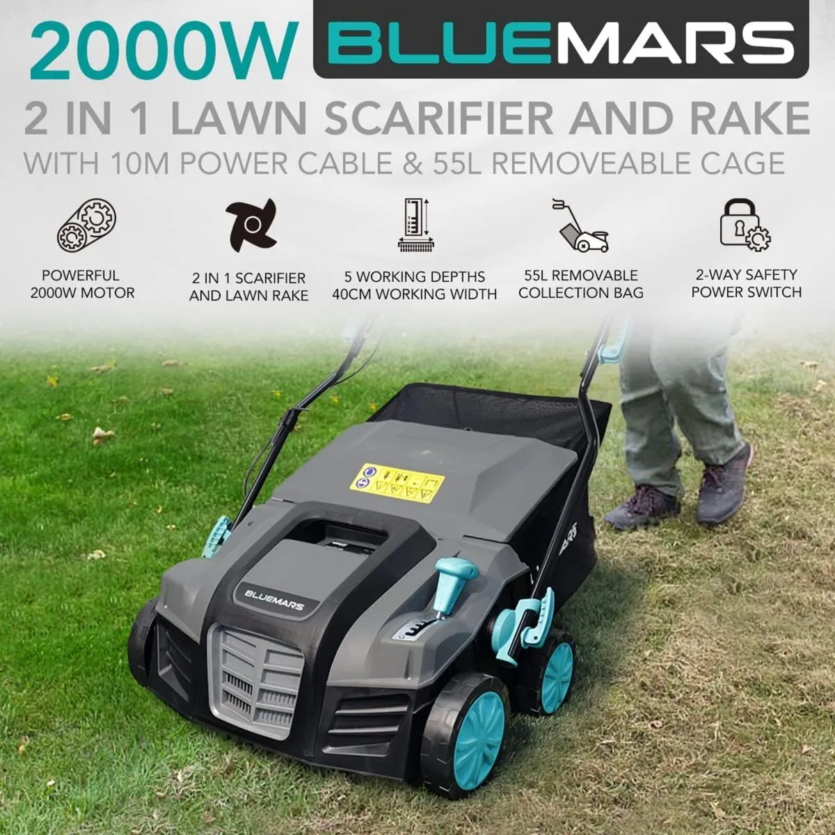2000W Lawn Scarifier and Aerator 40CM Working - Image 2