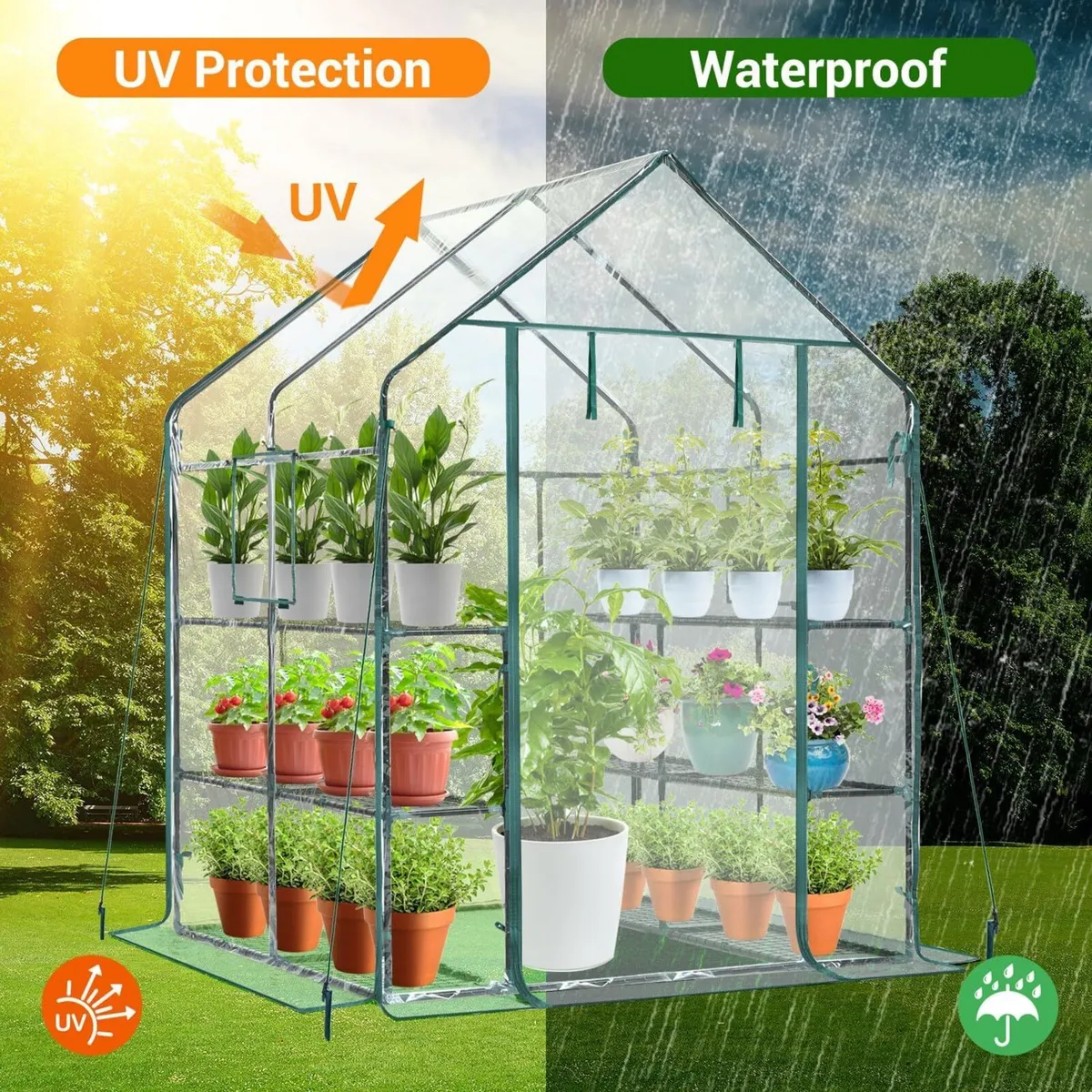 Walk-In Greenhouse 3 Tiers 12 Shelves - Image 2