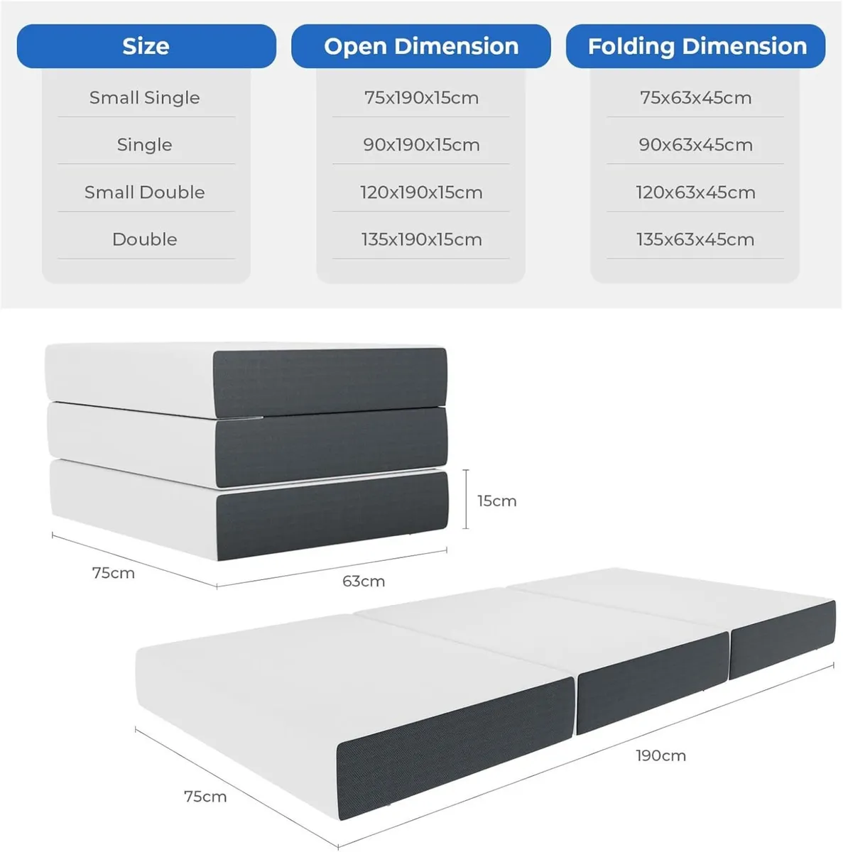 Foldable Mattress 15CM Folding Memory Foam - Image 3