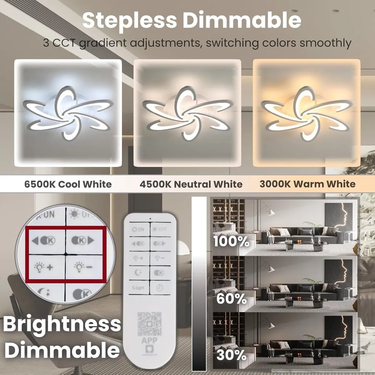 LED Ceiling Light Dimmable Modern Lights Living - Image 2