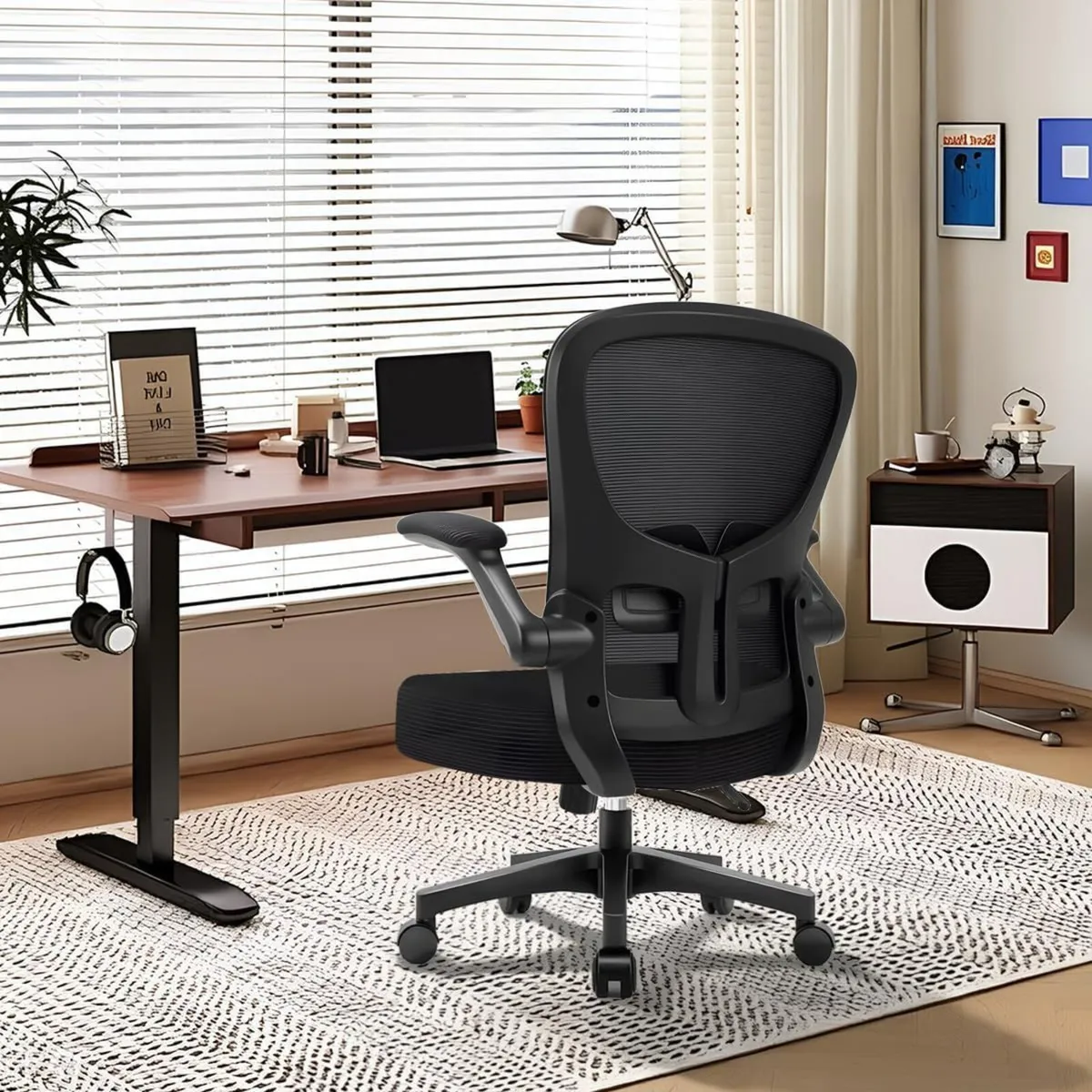 Ergonomic Mesh Office Desk Chair with Flip-Up Arms - Image 2
