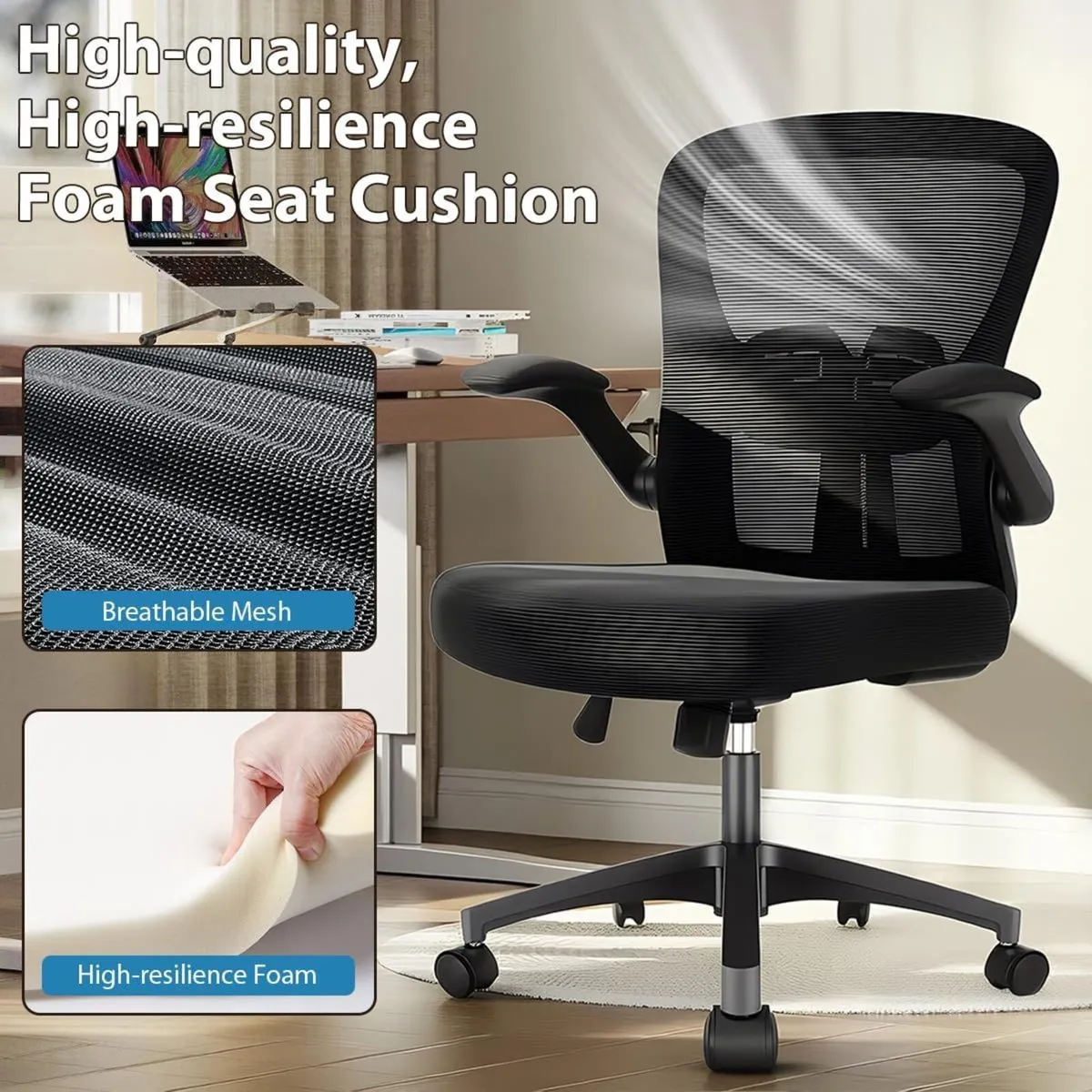Ergonomic Mesh Office Desk Chair with Flip-Up Arms - Image 4