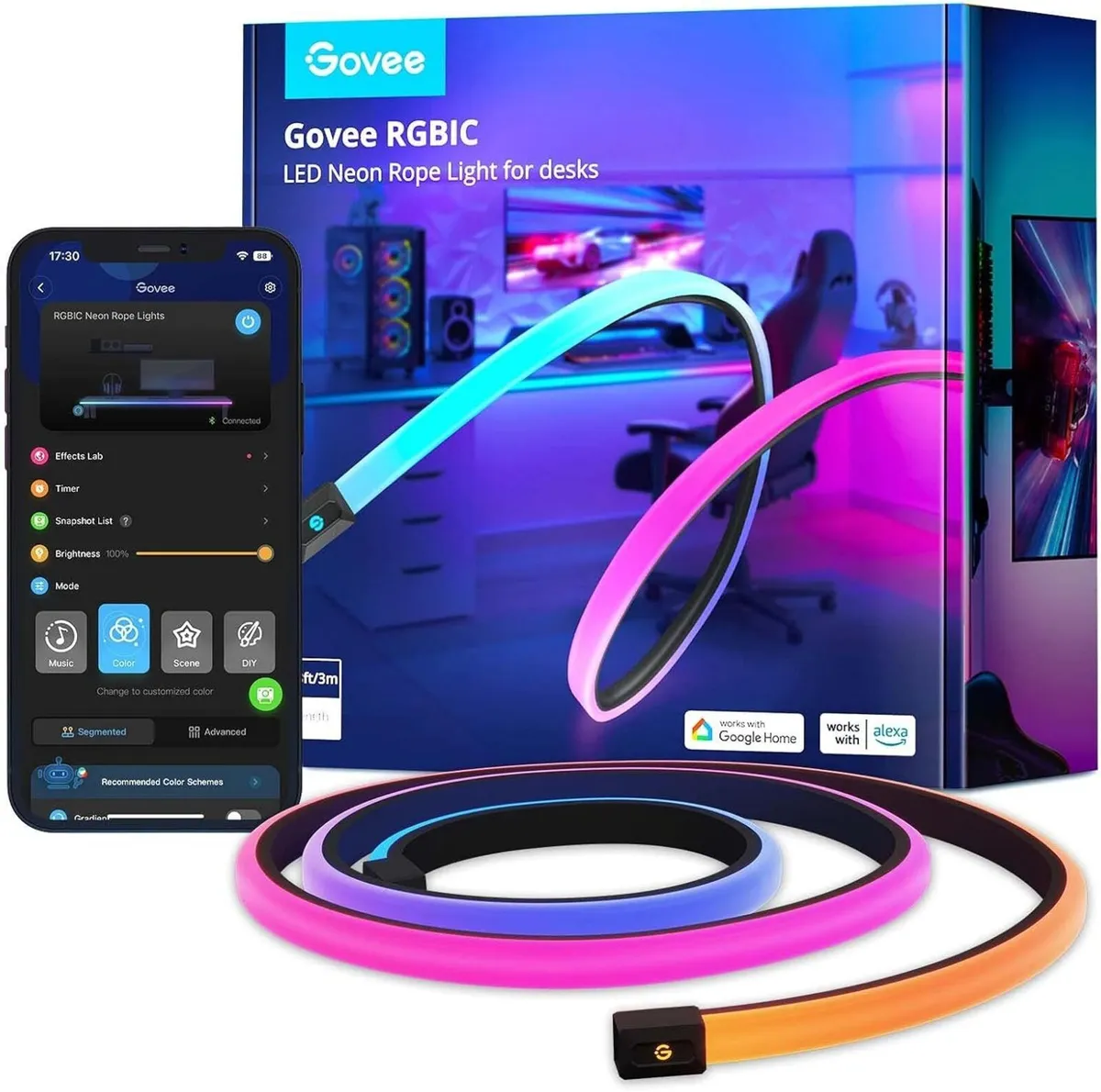 Rgbic 3m Neon Rope Gaming Lights Soft LED - Image 1