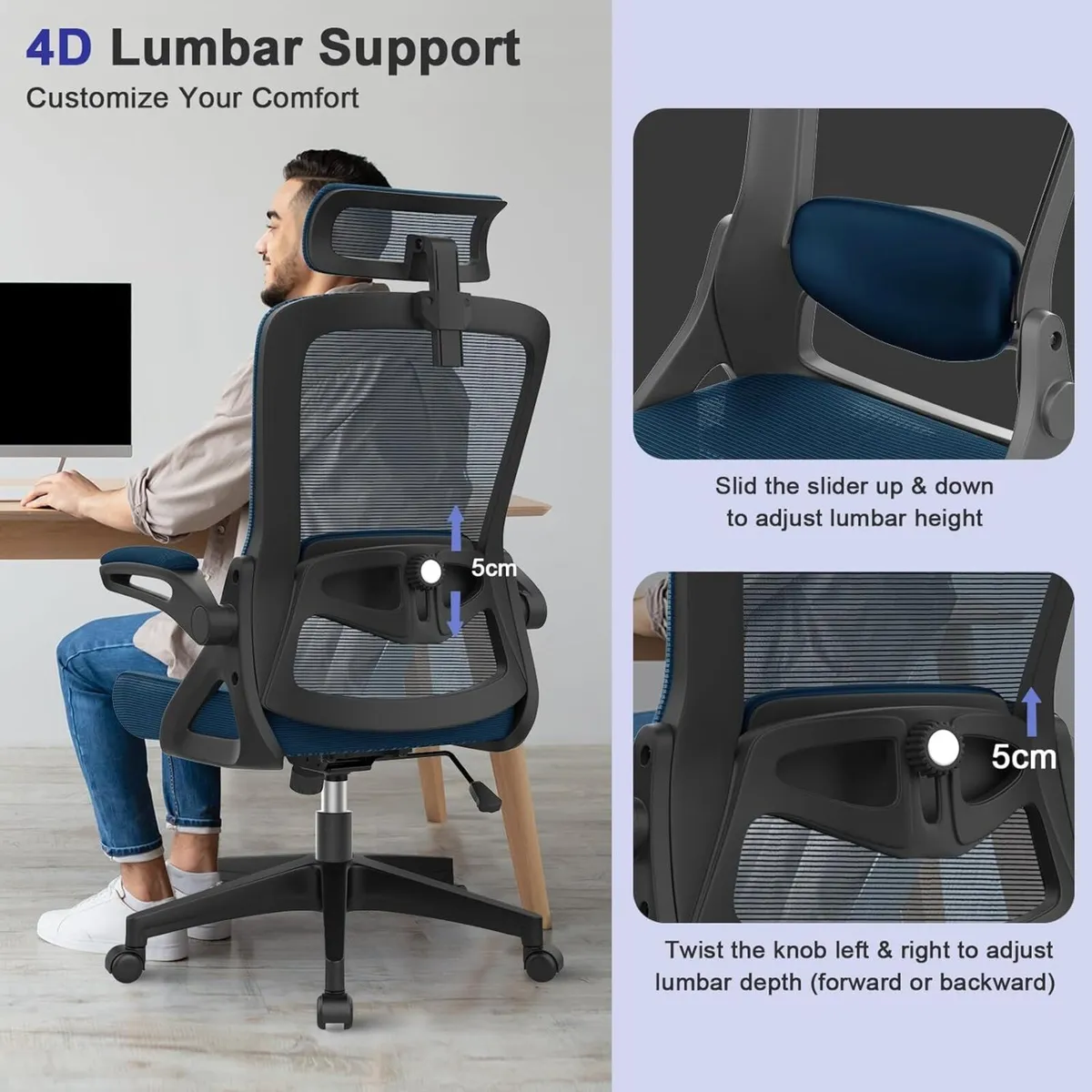 Office Chair Ergonomic with Lumbar Support - Image 3