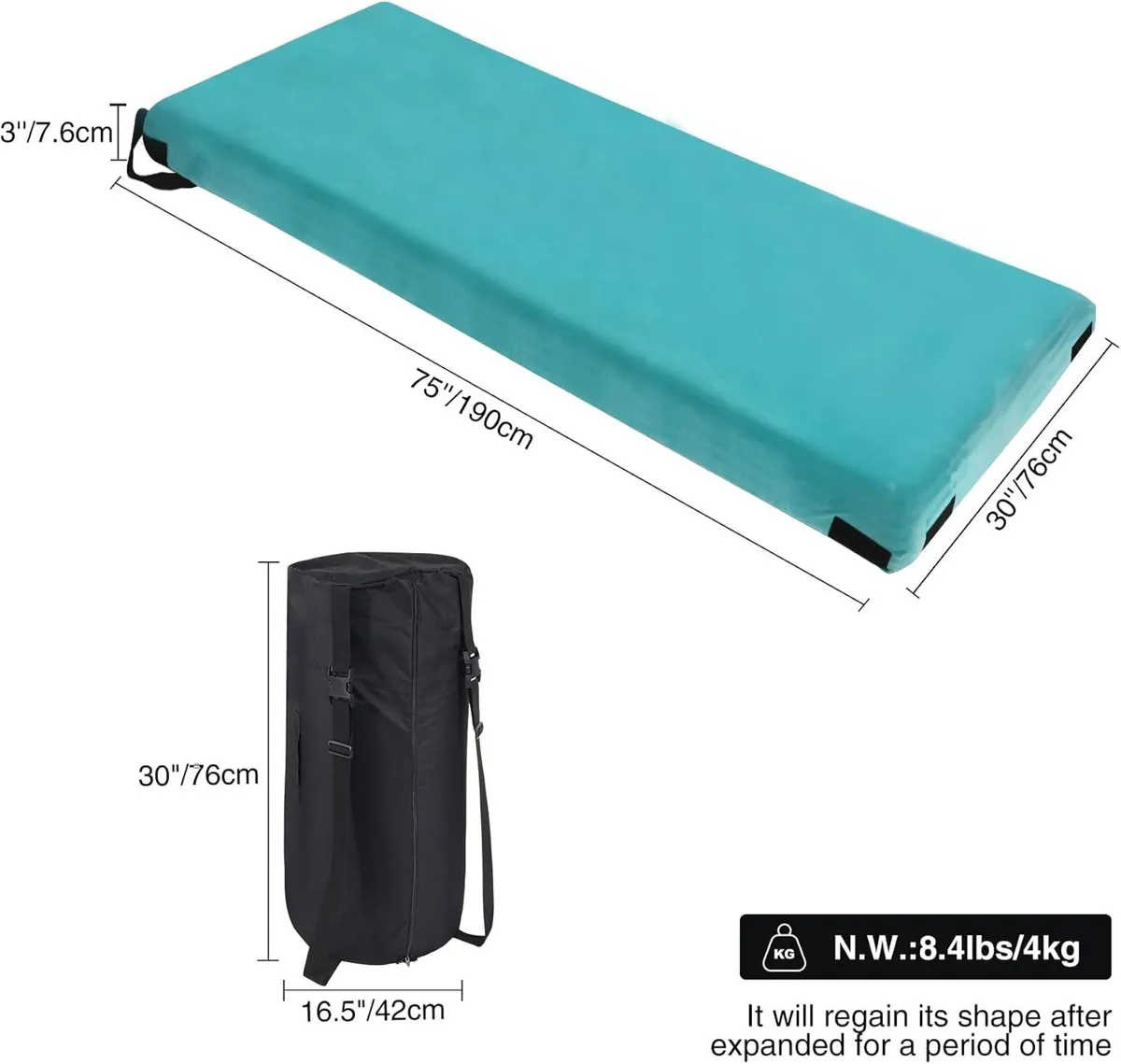 7.6CM Thick Memory Foam Camping Mattress - Image 2