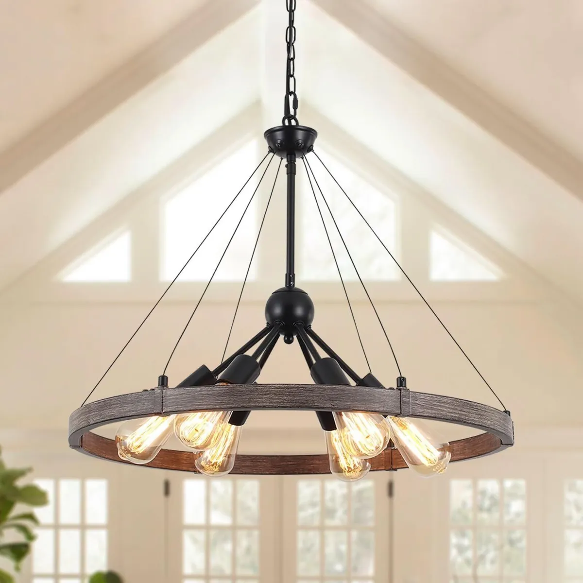 6 Lights Industrial Rustic Chandelier Ceiling - Image 1