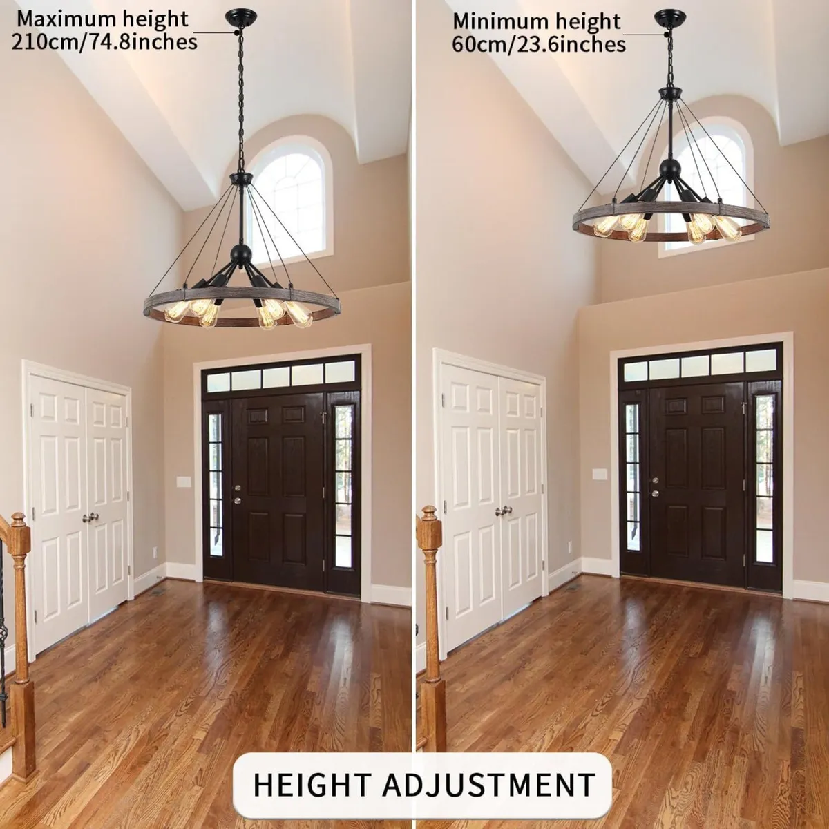 6 Lights Industrial Rustic Chandelier Ceiling - Image 3