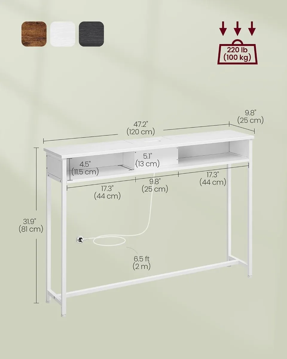 Console Table with Charging Station Slim - Image 2