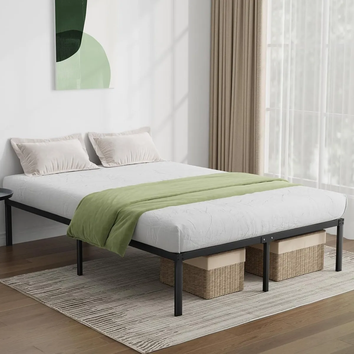 Metal Bed Frame Platform Steel Slat Support - Image 2