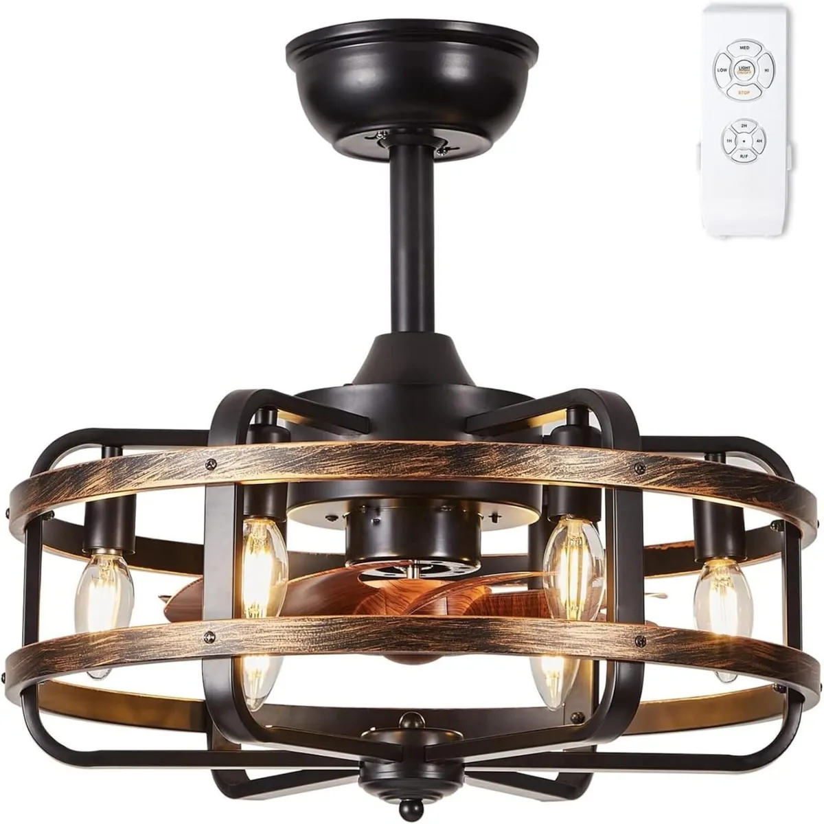 Ceiling Fan with Lights Remote Farmhouse Vintage - Image 1
