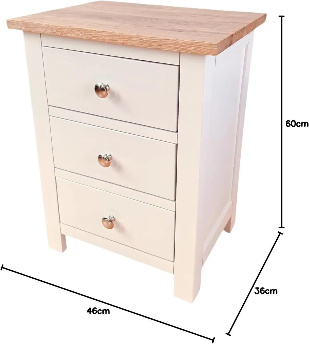 Rectangular Nightstand Cabinet Natural Solid Oak - Image 2