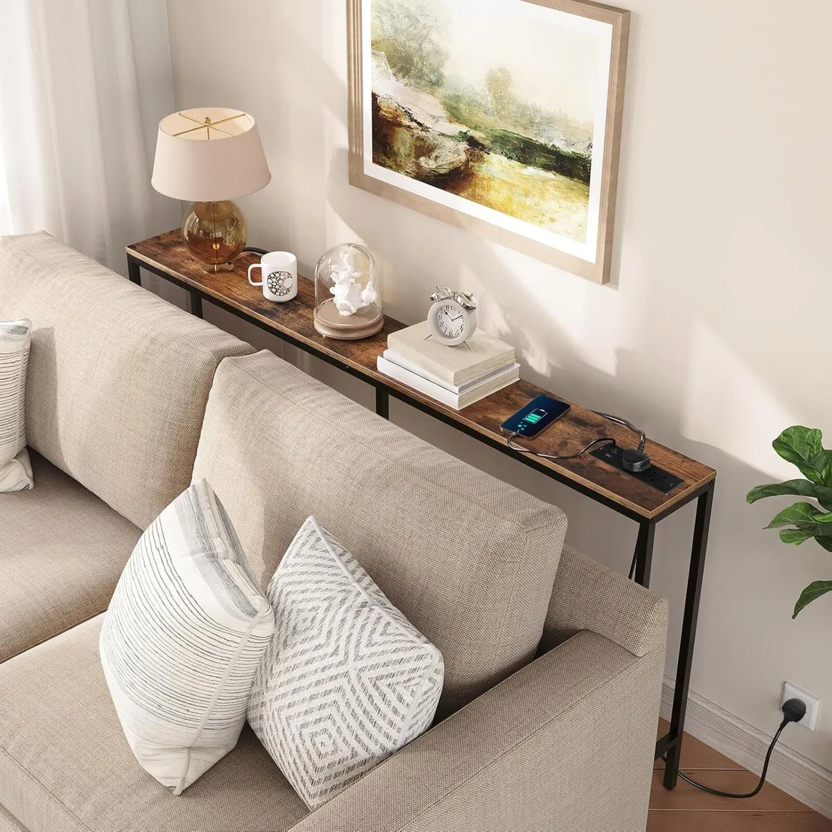 Console Table with Power Outlets 160CM Narrow - Image 2