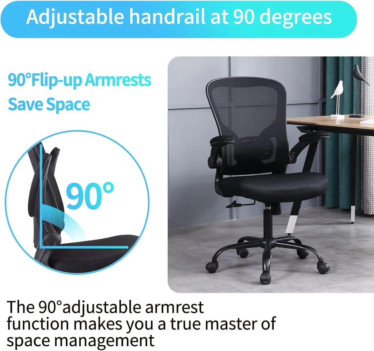 Office Chair Ergonomic Desk Flip-Up Armrests - Image 4