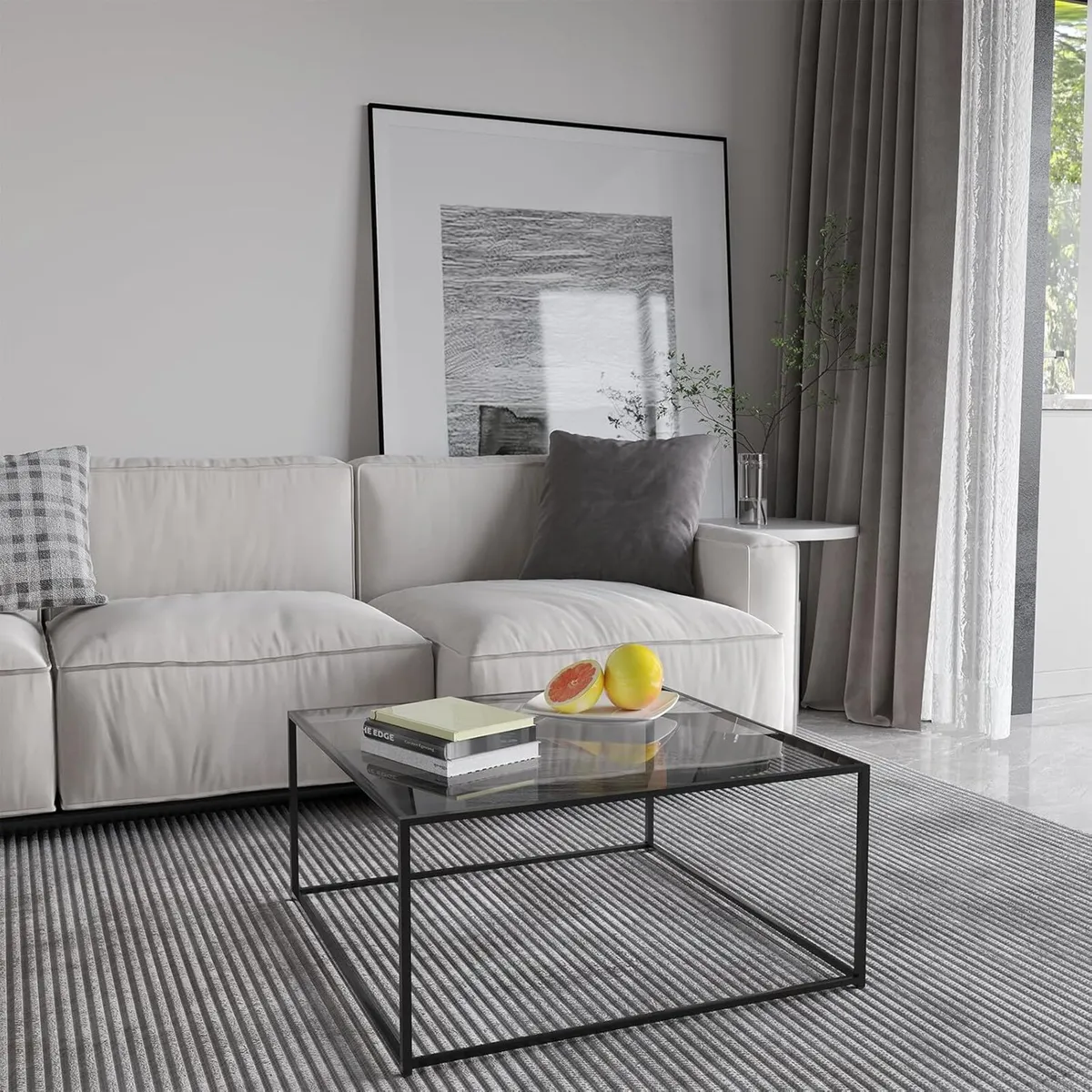 Glass Coffee Table Square Modern Centre Tables Tea - Image 4