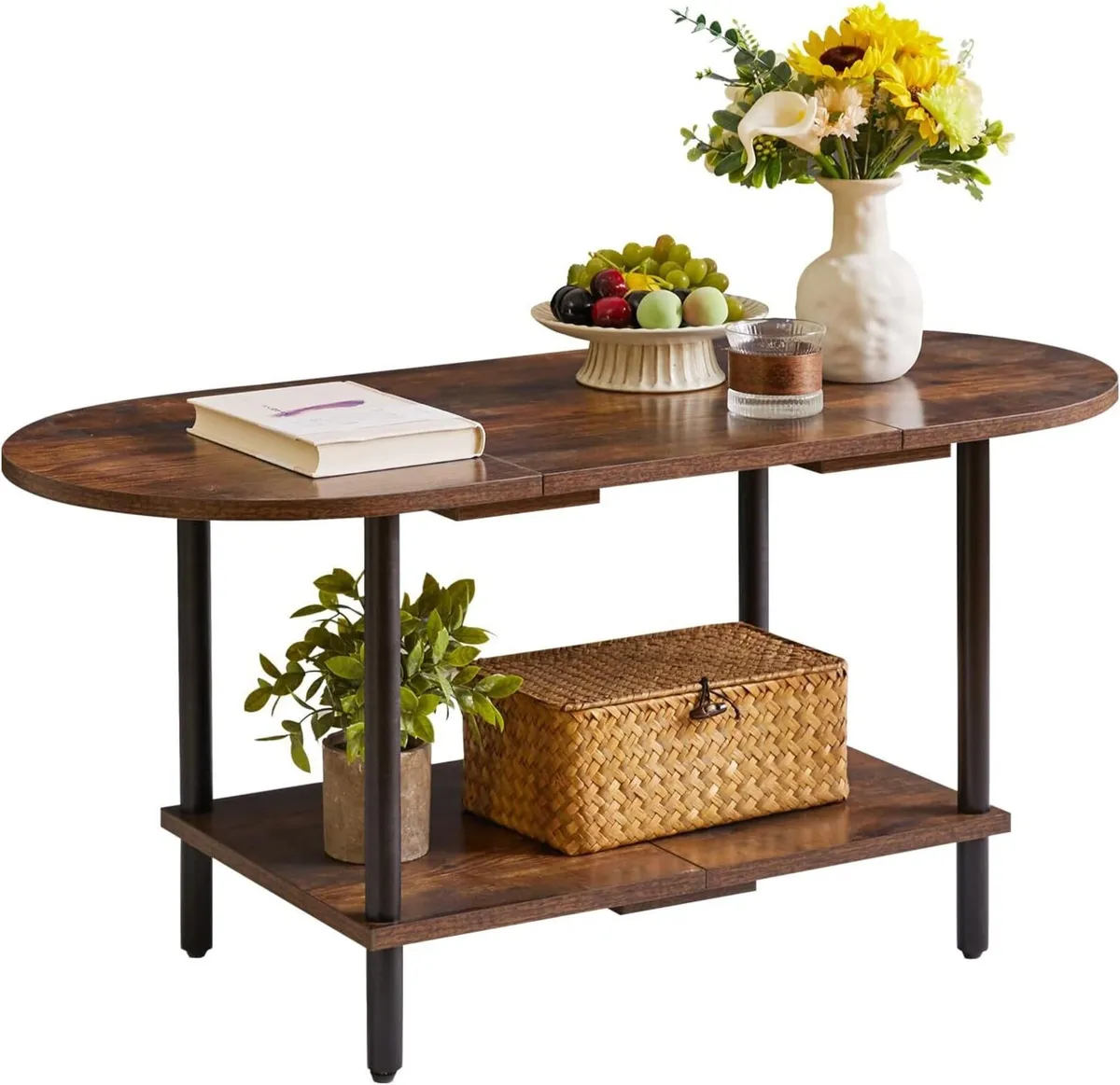 Small Coffee Table Living Room Wooden with 2 - Image 1