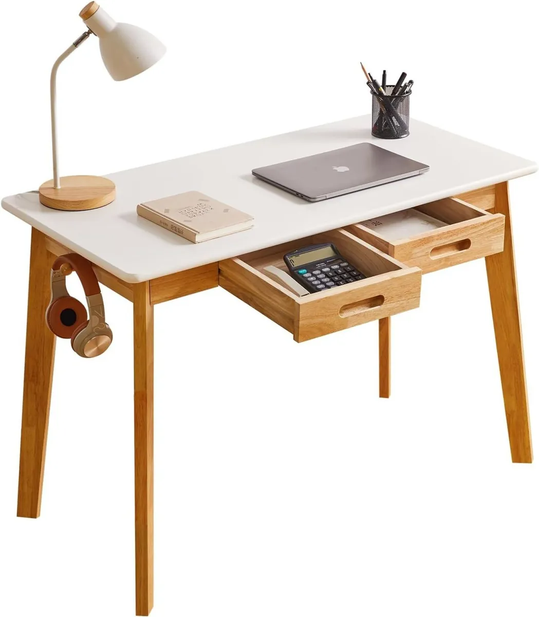 Small Computer Table Wood Writing Desk with Drawer - Image 1